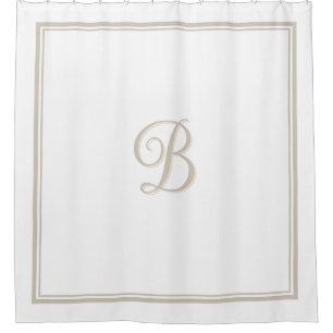 Elegant Beige Double Border Script Monogram 