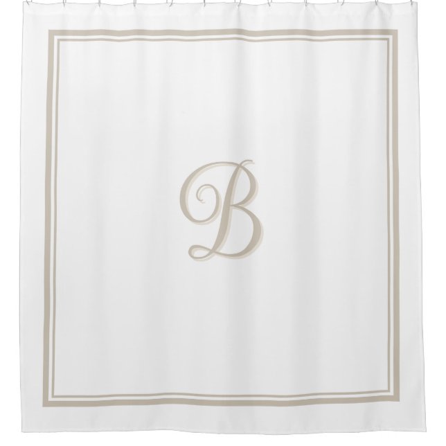 Elegant Beige Double Border Script Monogram  (Front)
