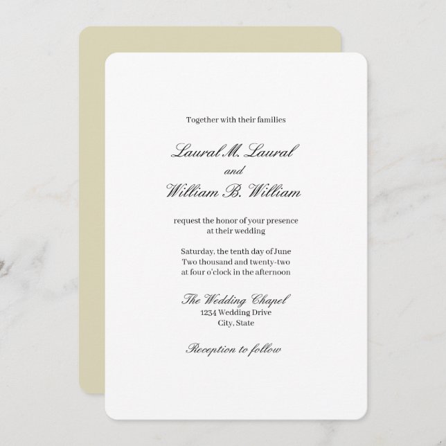 Elegant Beige - Families Wedding Invitation (Front/Back)