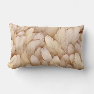 Elegant beige feathers lumbar pillow