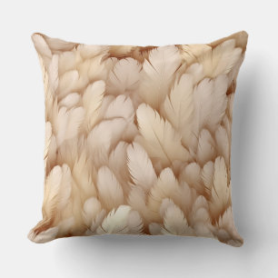 Elegant beige feathers throw pillow