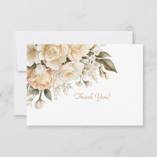 Elegant Beige Floral Bouquet Flat  Card