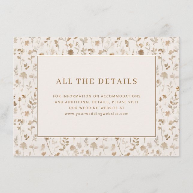 Elegant Beige Floral Enclosure Card (Front)