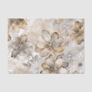 Elegant Beige Floral Pattern Tissue Paper