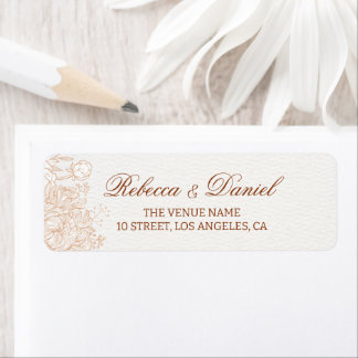 Elegant Beige Floral Return Address Label Minimal