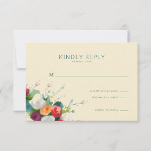 Elegant Beige Floral RSVP Card