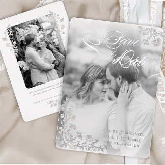 Elegant Beige Floral Vintage Save the Date