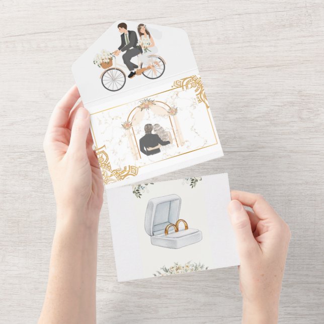 Elegant Beige Floral Wedding Invitation (Tearaway)