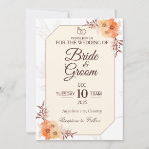 Elegant Beige Floral Wedding Invitation   Neutral 
