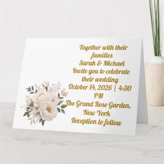 Elegant Beige Floral Wedding Invitation Template