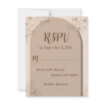 Elegant Beige Floral Wedding RSPV card