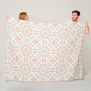 Elegant beige geometric retro pattern fleece blanket