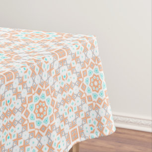 Elegant beige geometric retro pattern tablecloth