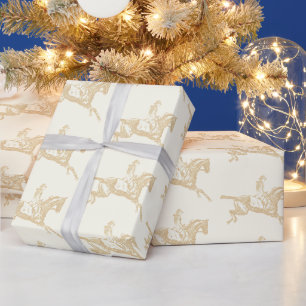 Elegant Beige Gold Girl Horseback Riding Wrapping Paper
