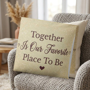 Elegant Beige Gold Glitter Quote Throw Pillow