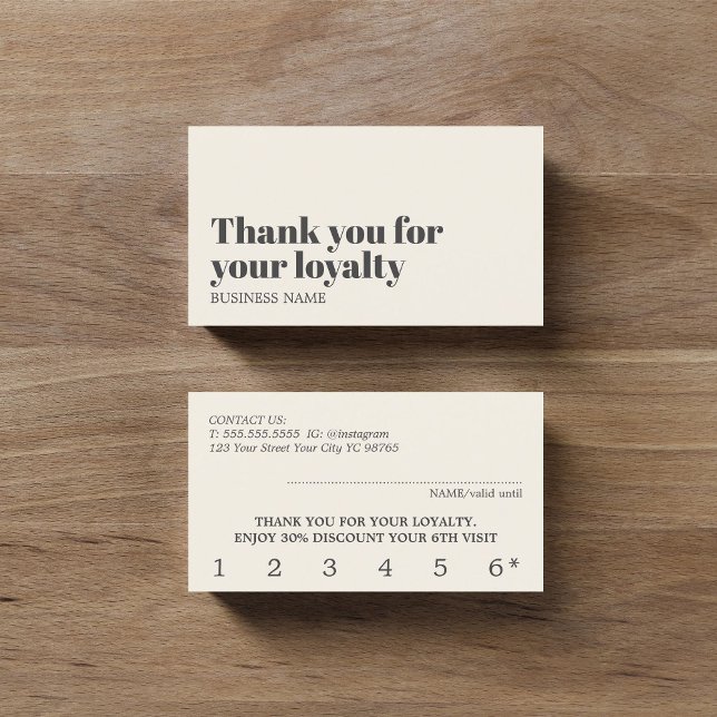 Elegant Beige Light Grey  Beauty Bold Salon Loyalty Card (Creator Uploaded)