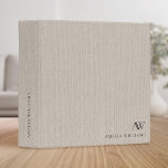 Elegant Beige Linen Minimalist Monogram Binder<br><div class="desc">Modern minimalist business binder featuring elegant monogram typography. Features faux beige linen image background</div>