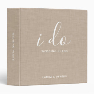 Elegant Beige Linen Personalized Wedding Plans Binder