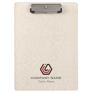 Elegant Beige Linen & stand in logo Clipboard