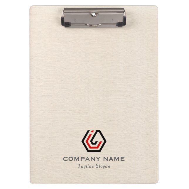 Elegant Beige Linen & stand in logo Clipboard (Front)