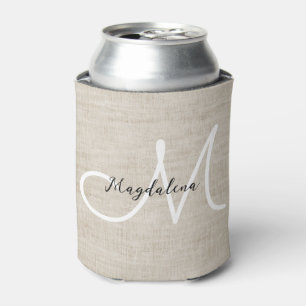 Elegant beige linen texture  can cooler