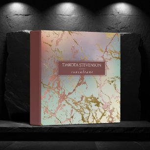 Elegant Beige Marble   Sage Rose Gold Branding Binder