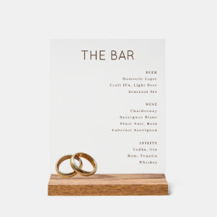 Elegant Beige Minimalist Bar Menu Acrylic Sign