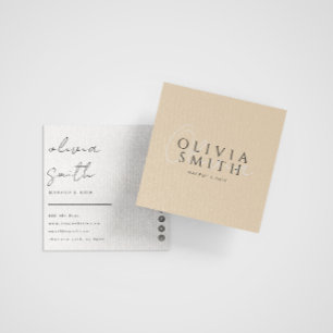 Elegant Beige Minimalist Boho Modern Unique Trendy Square Business Card