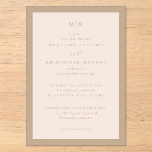 Elegant Beige Minimalist Calligraphy Acrylic Invitations