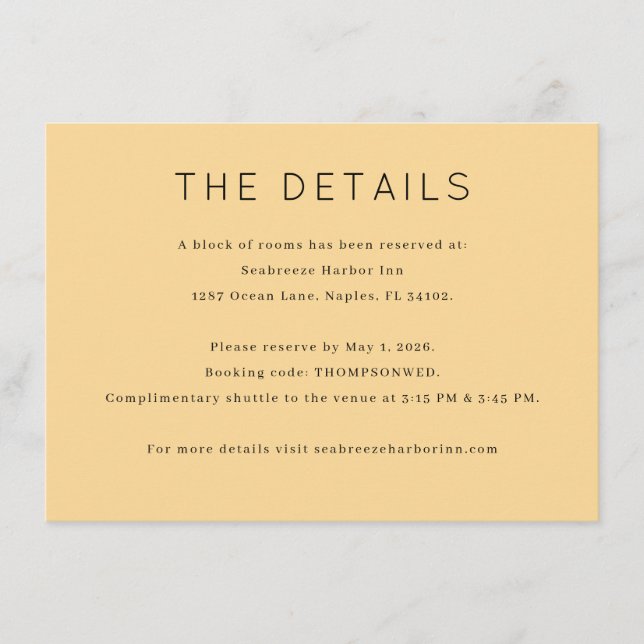 Elegant Beige Minimalist Informational Enclosure Card (Front)