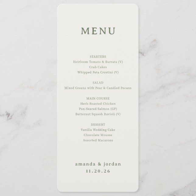 Elegant Beige Minimalist Menu (Front)