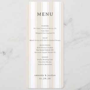 Elegant Beige Minimalist Menu