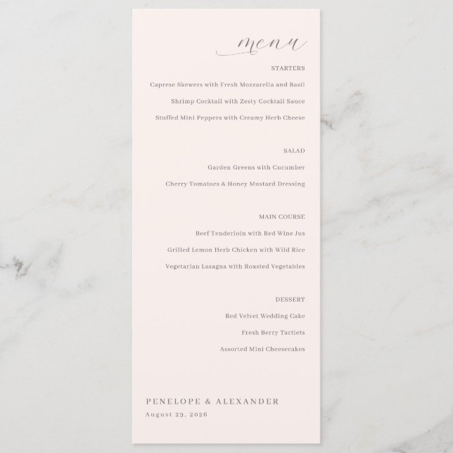 Elegant Beige Minimalist Menu (Devant)