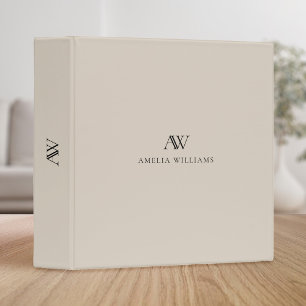 Elegant Beige Minimalist Professional Monogram Binder
