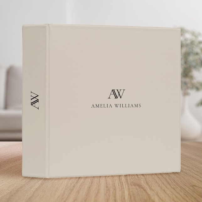 Elegant Beige Minimalist Professional Monogram Binder (Creator Uploaded)
