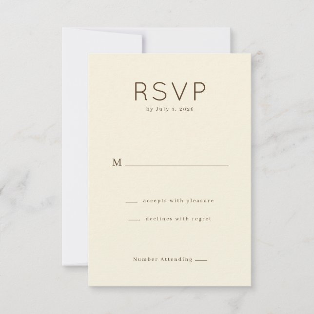 Elegant Beige Minimalist RSVP Card (Front)