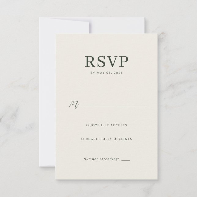 Elegant Beige Minimalist RSVP Card (Front)