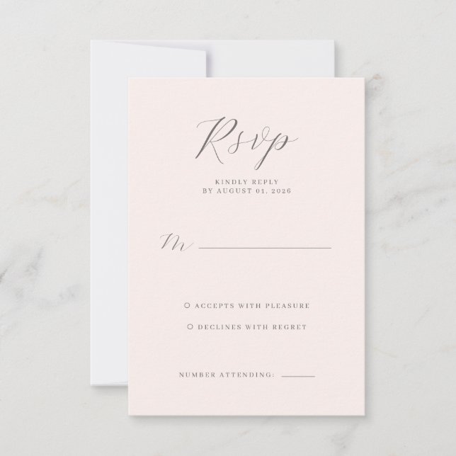 Elegant Beige Minimalist RSVP Card (Front)