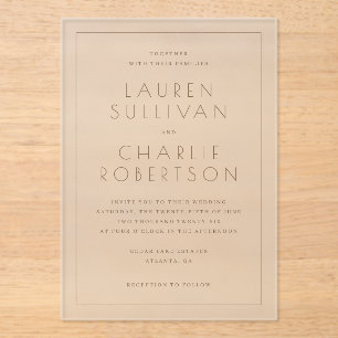 Elegant Beige Minimalist Wedding Invitation