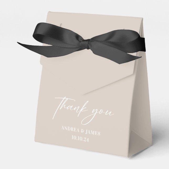 Elegant Beige Neutral Wedding Favor Box (Front Side)