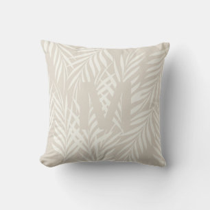 Elegant Beige Palm Leaves Personalized Throw Pillow