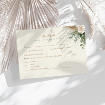 Elegant Beige Pampas Grass & Rose Wedding RSVP