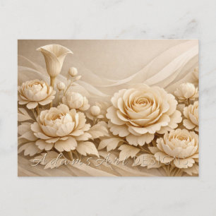 Elegant Beige Paper Flower Bouquet Postcard