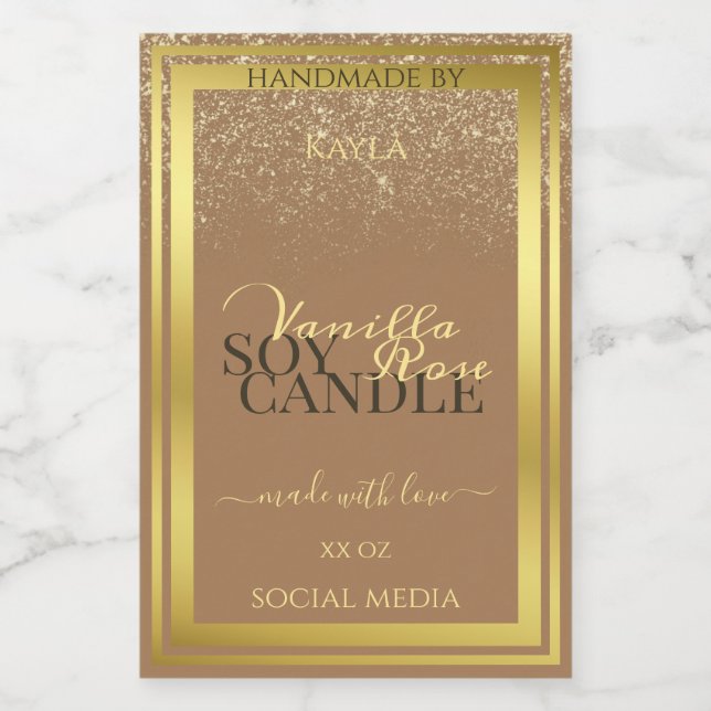 Elégant Beige Produit Emballage Étiquette Gold Fra (Étiquettes simples)