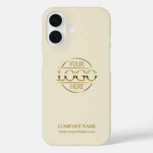 Elegant Beige Promotional Company Business Logo iPhone 16 Case