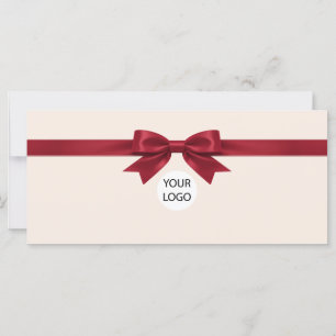 Elegant Beige Red Bow Logo Gift Certificate