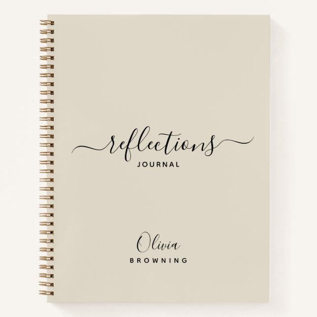 Elegant Beige Reflections Journal Notebook (Front)