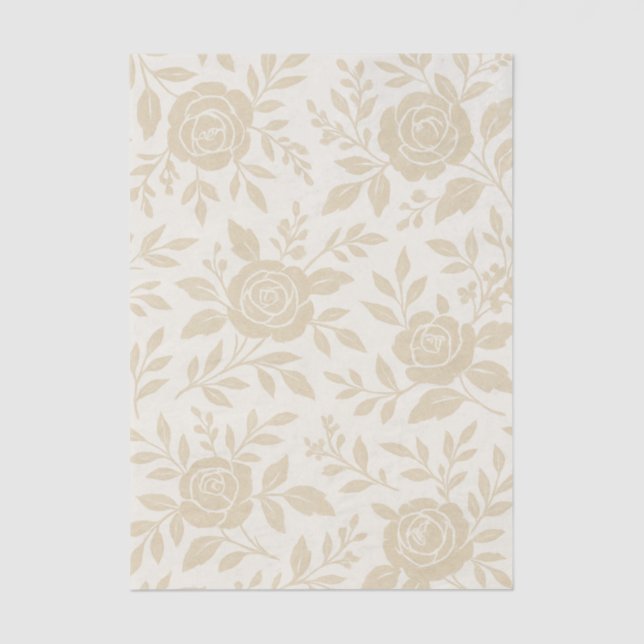 Elegant Beige Rose Decoupage Tissue Paper (Front)