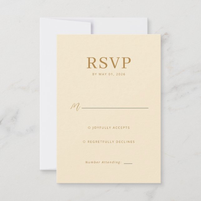 Elegant Beige RSVP Card (Front)