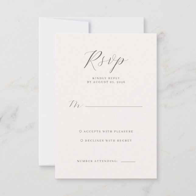 Elegant Beige RSVP Card (Front)